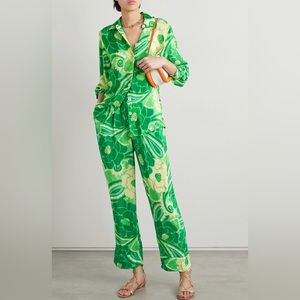 Farm Rio Tropical Groove printed satin straight-leg pants size 12